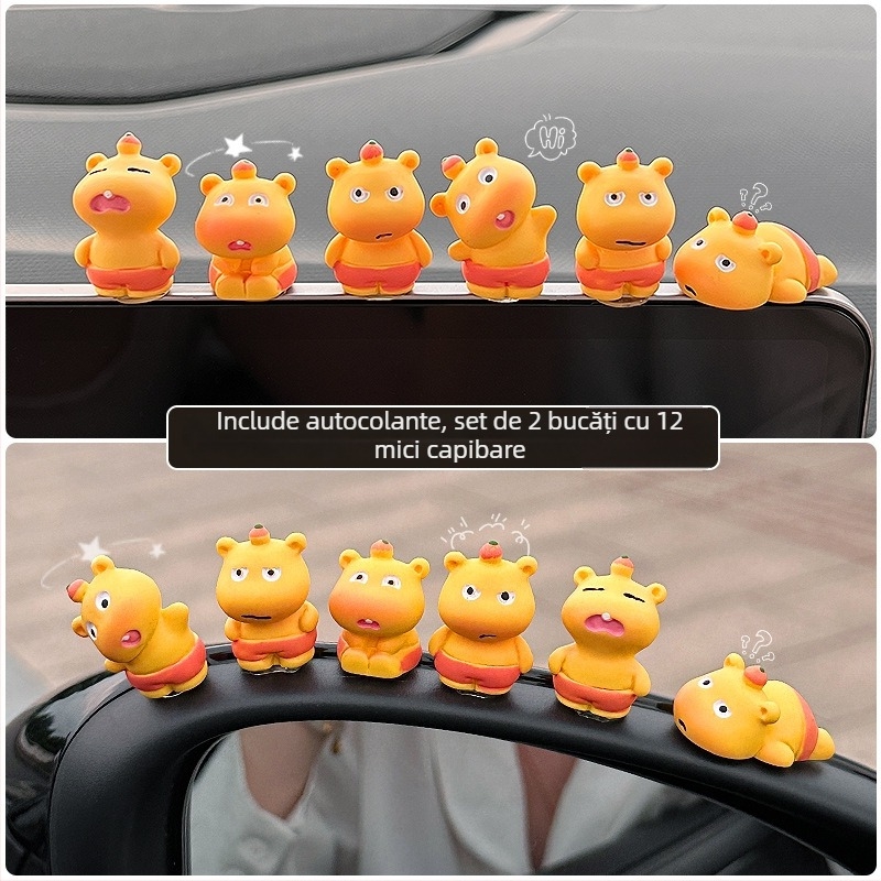 Ornament auto: capibara drăguță Lulu, figură pentru ecranul central de control, decor interior, accesoriu pentru vehicule electrice
