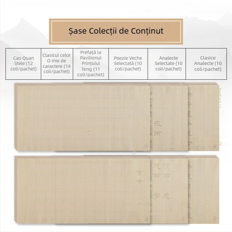 Colecția Lanting: Caiet de copiere pentru practică de caligrafie, exerciții de scriere în stil regulat, hârtie pentru pensulă moale, stil regulat și european