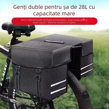 Geantă pentru portbagajul din spate al bicicletei, pentru MTB, geantă dublă pentru portbagaj și geantă pentru șa, neagră