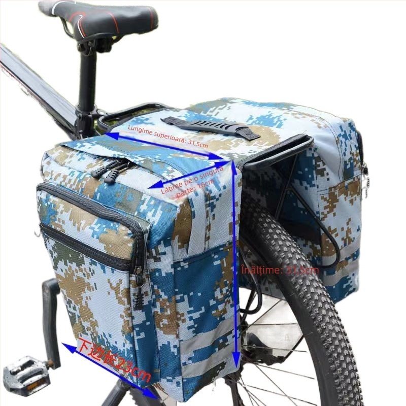 Geantă pentru portbagajul din spate al bicicletei, pentru MTB, geantă dublă pentru portbagaj și geantă pentru șa, neagră