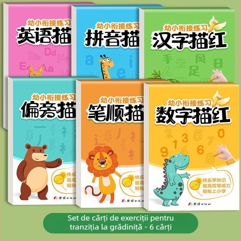 Set complet pentru copii: caiet de scriere cu trasarea numerelor și ordinea trasării Pinyin, destinat începătorilor din grădiniță