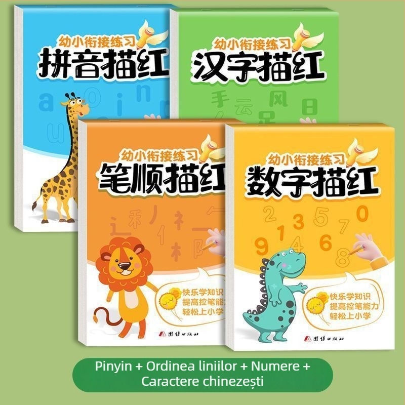 Set complet pentru copii: caiet de scriere cu trasarea numerelor și ordinea trasării Pinyin, destinat începătorilor din grădiniță