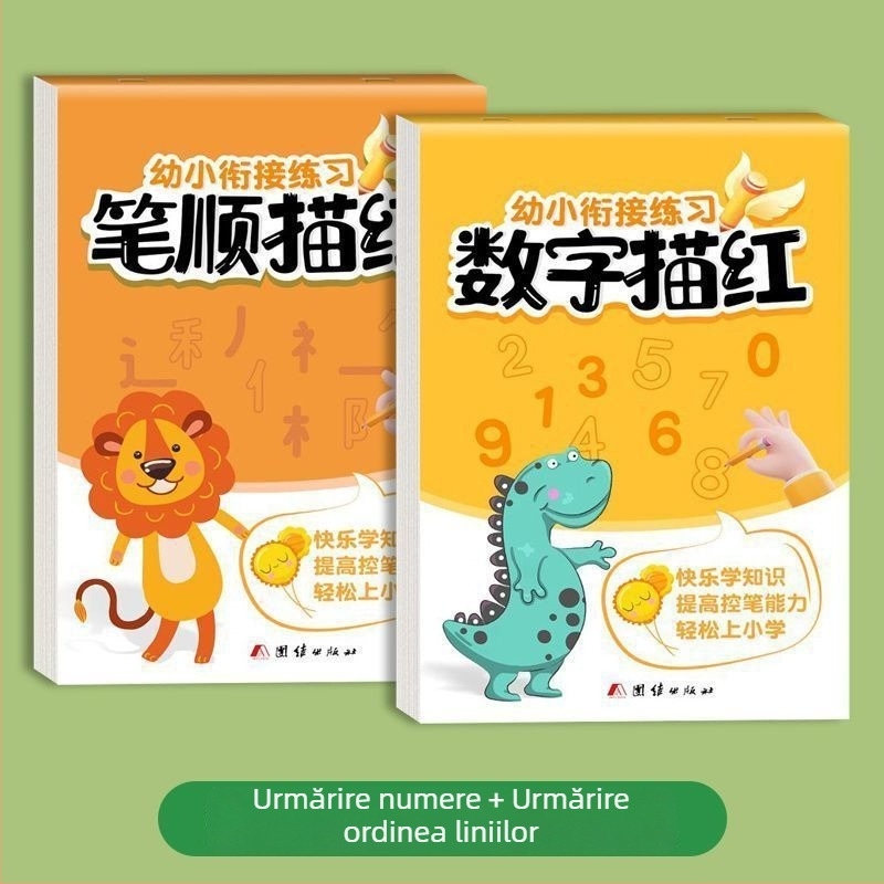 Set complet pentru copii: caiet de scriere cu trasarea numerelor și ordinea trasării Pinyin, destinat începătorilor din grădiniță