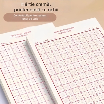 Carte de exerciții de caligrafie cu grilă pătrată, pentru pix cu vârf dur, potrivită pentru elevi și adulți