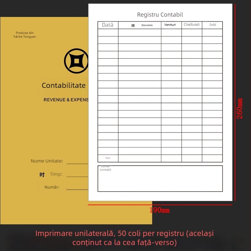 Good Thing Lai caiet de contabilitate cu față dublă, 50 pagini, 16K, legare cu adeziv, registru zilnic de venituri și cheltuieli pentru finanțe personale și de afaceri