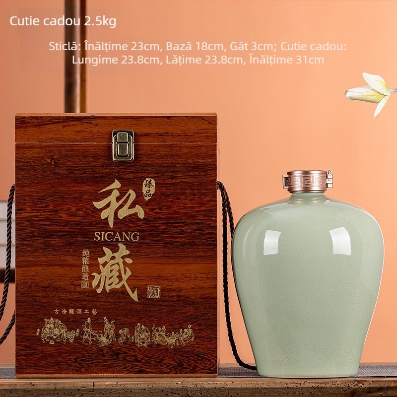 Vas ceramic pentru vin, cu capac sigilat, cutie cadou, pentru uz casnic (vid)