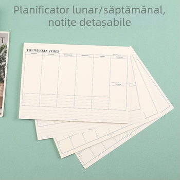 Planificator zilnic simplu pentru studiu: planificator săptămânal și lunar, caiet cu pagini detașabile pentru autodisciplină și gestionarea timpului