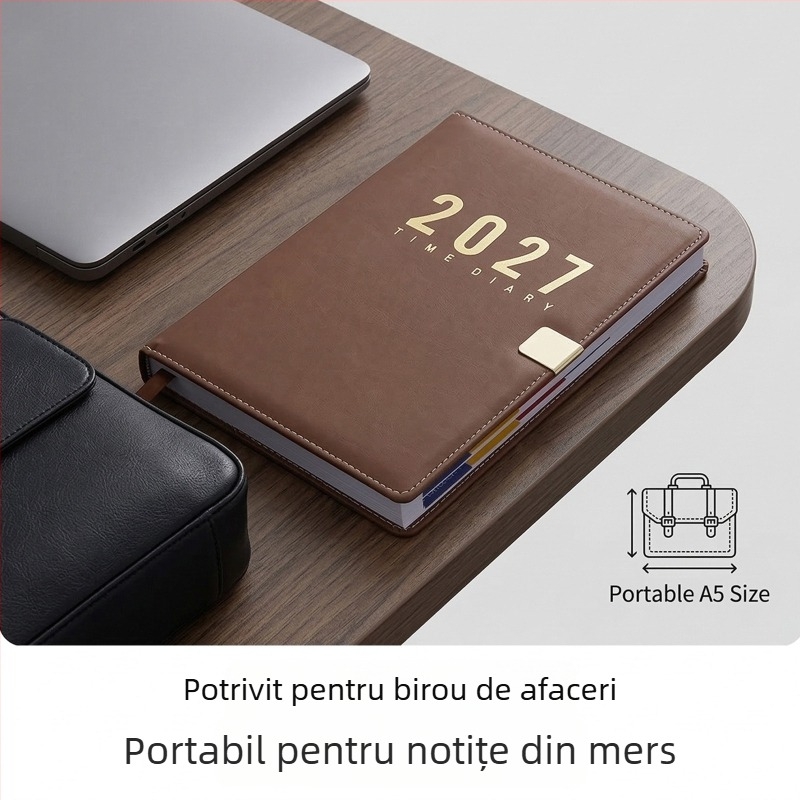 Agenda zilnică 2027 și caiet de planificare, cu câte o pagină pe zi