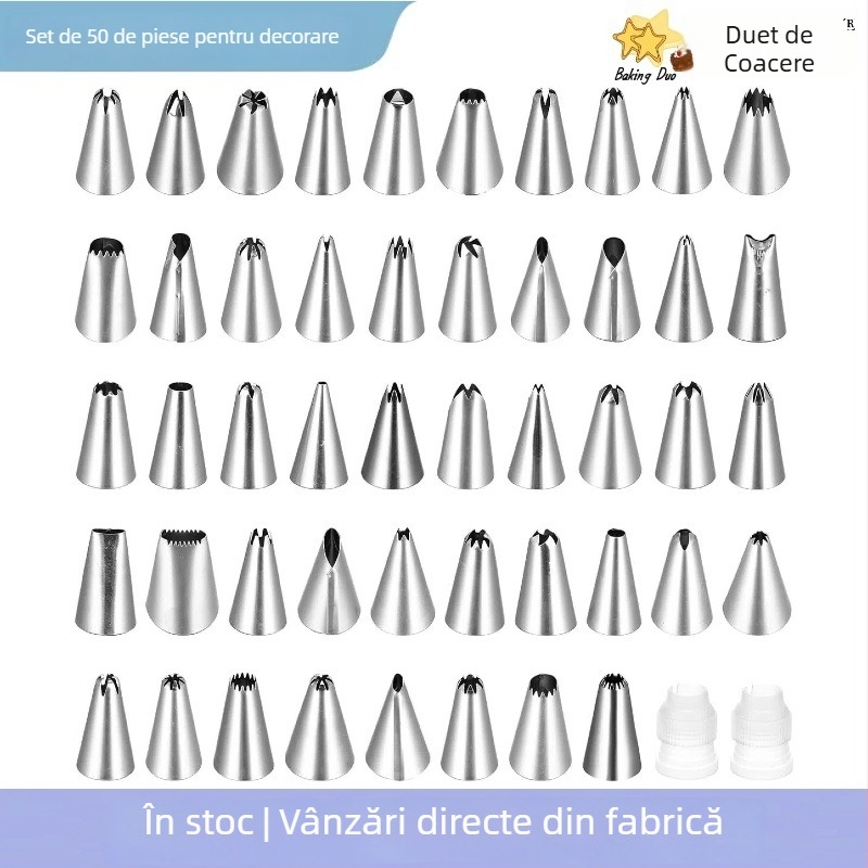Set de 48 duze pentru decorare, 50 de piese, instrumente pentru cremă și decorare