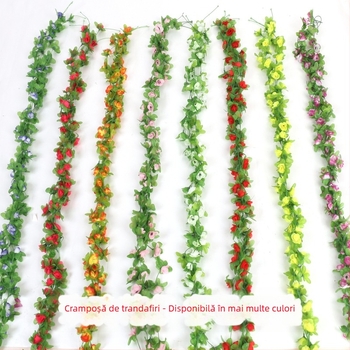 Viță artificială cu trandafiri roz, viță lungă de flori de mătase multicolore pentru decorarea conductei de aer condiționat