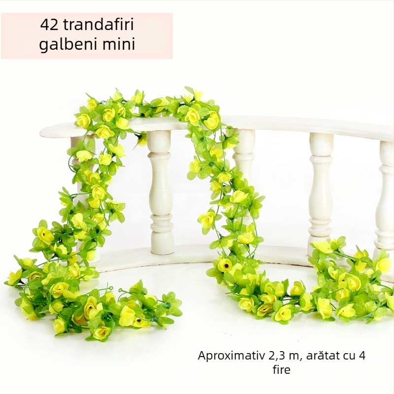 Viță artificială cu trandafiri roz, viță lungă de flori de mătase multicolore pentru decorarea conductei de aer condiționat