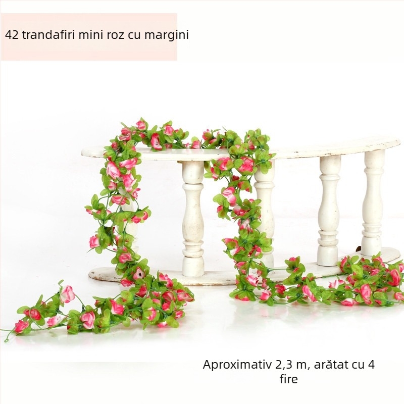 Viță artificială cu trandafiri roz, viță lungă de flori de mătase multicolore pentru decorarea conductei de aer condiționat