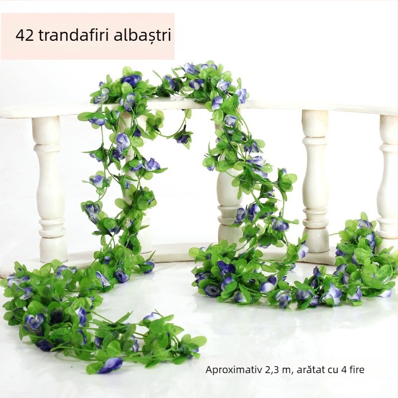 Viță artificială cu trandafiri roz, viță lungă de flori de mătase multicolore pentru decorarea conductei de aer condiționat