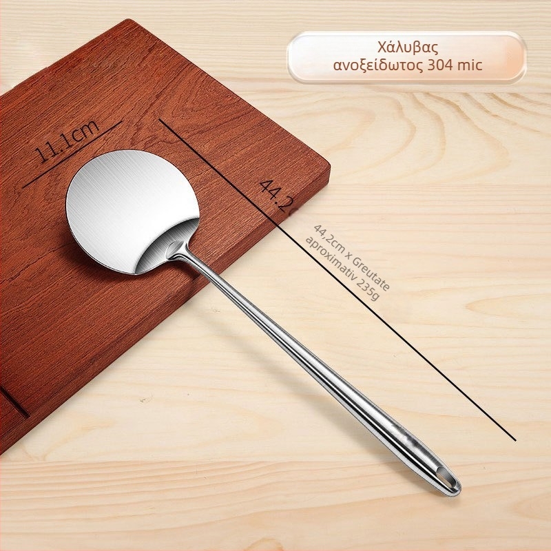 Spatulă de bucătărie din oțel inoxidabil 304, în formă de ciupercă, cap integrat, mâner din lemn solid, spatulă izolată cu cap rotund îngroșat