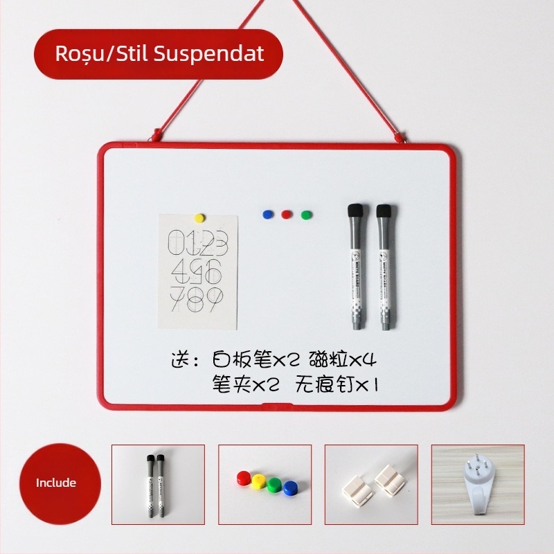Funi tablă magnetică de scris, dublă față, montaj pe perete cu suport, culoare variată, pentru învățare acasă a copiilor