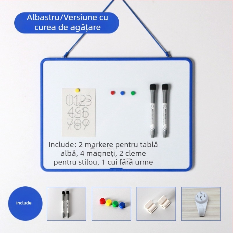 Funi tablă magnetică de scris, dublă față, montaj pe perete cu suport, culoare variată, pentru învățare acasă a copiilor
