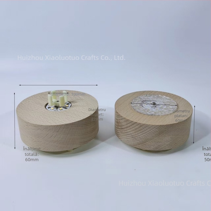 Lampă de noapte LED cu Bluetooth, corp rotativ din lemn masiv, cutie muzicală TF card, 5V reîncărcabilă