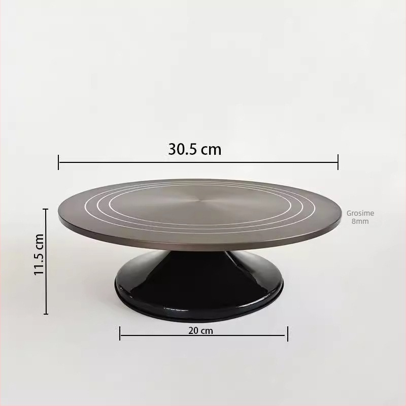 Tavă rotativă pentru decorarea prăjiturilor, cu bază din plastic și suprafață din aliaj de aluminiu cu film dur, manuală, model J