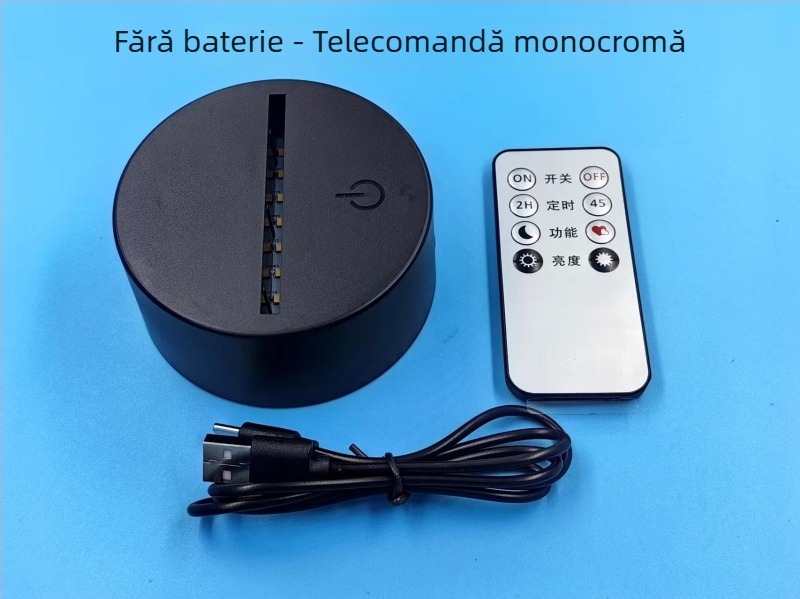 Bază lampă de noapte 3D din artă cu nisip – LED colorat, alimentare USB, atingere și telecomandă, lampă acrilică
