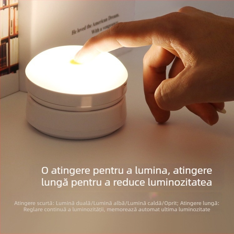 Lumină de veghe cu atingere și telecomandă – LED, lampă de noptiere/dormitor/hol și dulap, lampă de masă reîncărcabilă pentru alăptare, trei culori