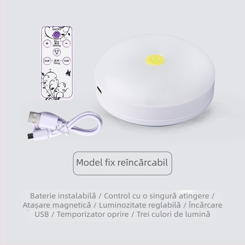 Lumină de veghe cu atingere și telecomandă – LED, lampă de noptiere/dormitor/hol și dulap, lampă de masă reîncărcabilă pentru alăptare, trei culori