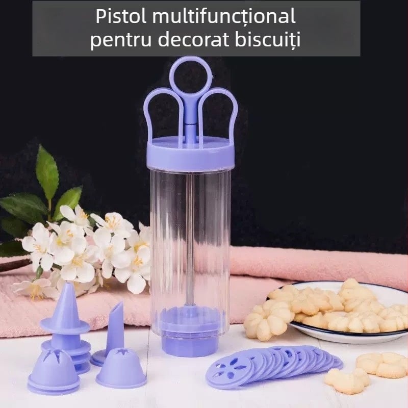 Set de decorare cu pistol de cremă, forme pentru fursecuri și instrumente de decorare pentru prăjituri