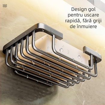 Săpunieră montată pe perete, fără găuri, cu tavă de drenaj, baie, raft de depozitare premium
