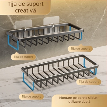 Săpunieră montată pe perete, fără găuri, cu tavă de drenaj, baie, raft de depozitare premium