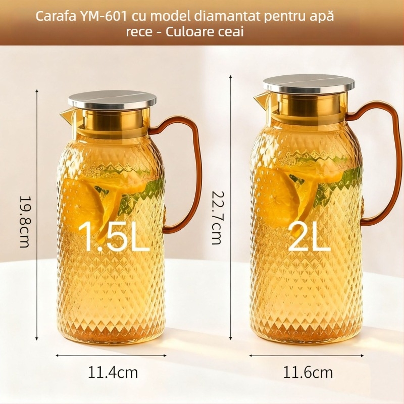 Recipient rezistent la cădere pentru apă rece, din PC și acrilic, capacitate mare; pentru uz casnic, sucuri, băuturi și ceai cu flori.