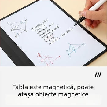 Notebook cu tablă albă portabilă, suprafață ștergătoare, pentru întâlniri și desen, format A5/A4