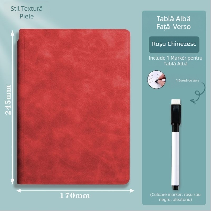 Notebook cu tablă albă portabilă, suprafață ștergătoare, pentru întâlniri și desen, format A5/A4