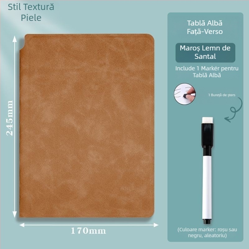 Notebook cu tablă albă portabilă, suprafață ștergătoare, pentru întâlniri și desen, format A5/A4