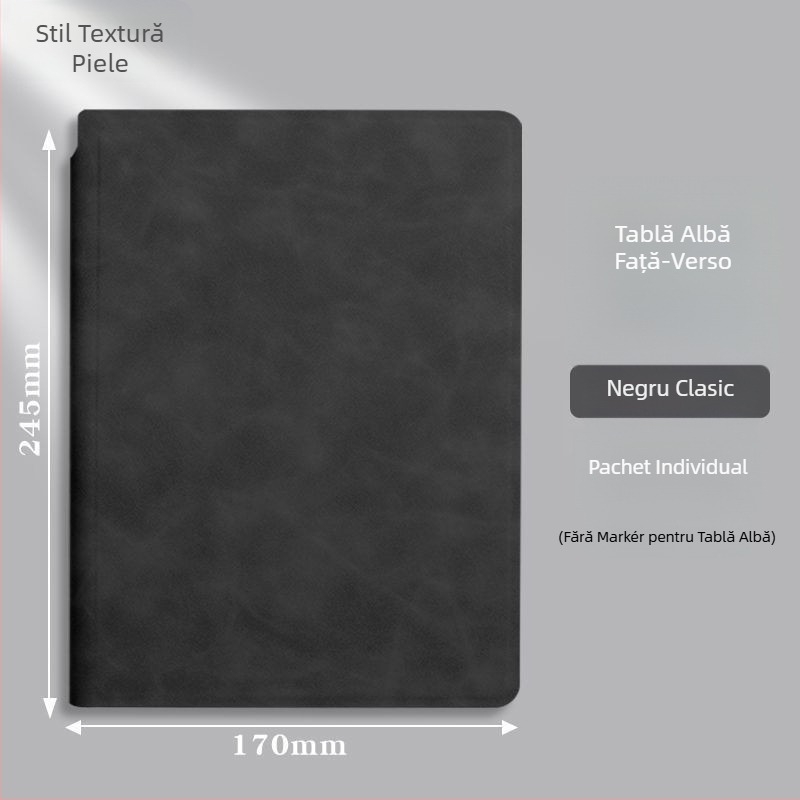 Notebook cu tablă albă portabilă, suprafață ștergătoare, pentru întâlniri și desen, format A5/A4