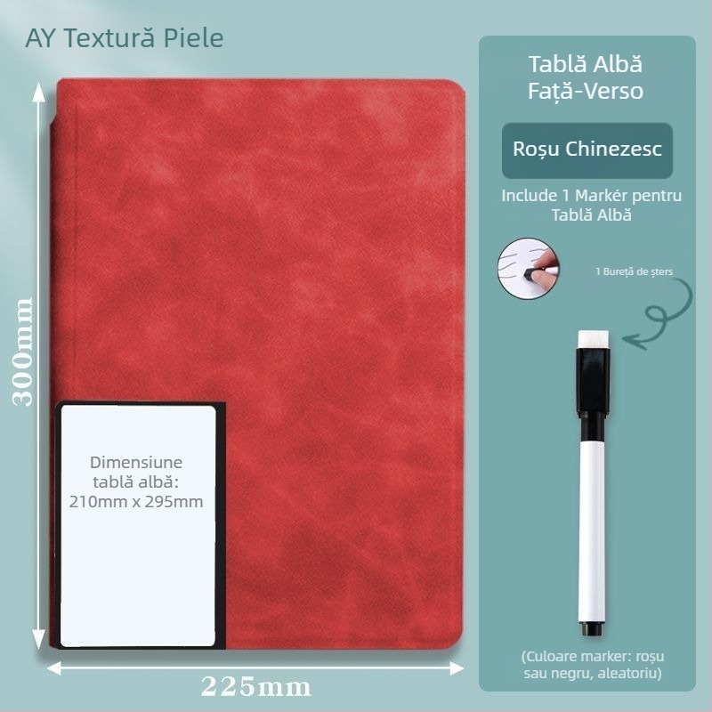 Notebook cu tablă albă portabilă, suprafață ștergătoare, pentru întâlniri și desen, format A5/A4