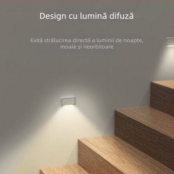 Lampă de noapte cu senzor de mișcare, reîncărcabilă, pentru scări și holuri, aprindere automată la detectarea mișcării