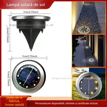 Lampă stradală cu 8 LED, panou solar, oțel inoxidabil, iluminare subterană pentru grădină, exterior, model nou pentru grădină și curte