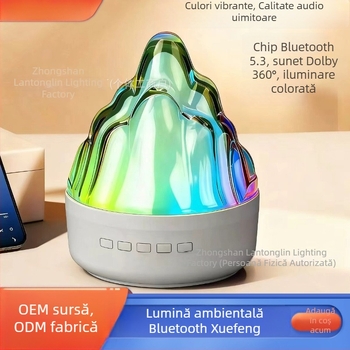 Lumină ambientală LED colorată, cu baterie reîncărcabilă și difuzor Bluetooth – lampă de noapte în formă de iceberg