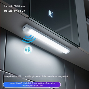 Lampa LED cu senzor de mișcare și atașament magnetic pentru garderobă, dulap și dulap pentru pantofi; bandă lungă, reîncărcabilă prin USB, lampă de noapte