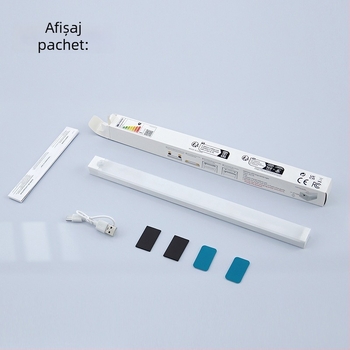 Lampa LED cu senzor de mișcare și atașament magnetic pentru garderobă, dulap și dulap pentru pantofi; bandă lungă, reîncărcabilă prin USB, lampă de noapte