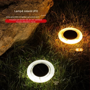Lampă solară subterană pentru exterior – lampă decorativă rotundă pentru gazon, cu iluminare de perete pentru curte.