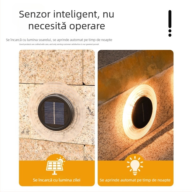 Lampă solară subterană pentru exterior – lampă decorativă rotundă pentru gazon, cu iluminare de perete pentru curte.