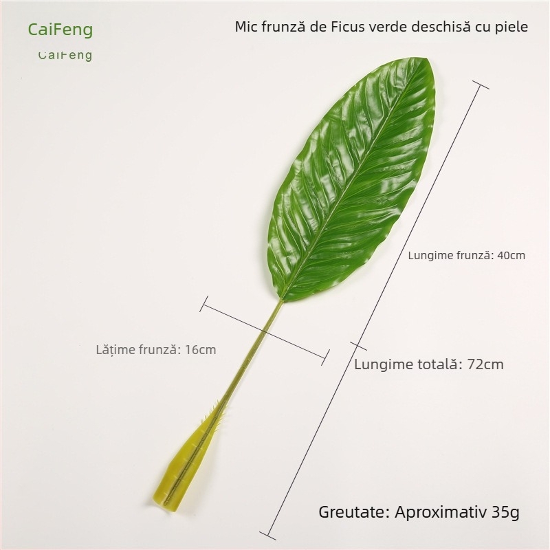 Frunze artificiale verzi pentru decor interior, plantă veșnic verde cu frunze curcubeu și inspirație canna