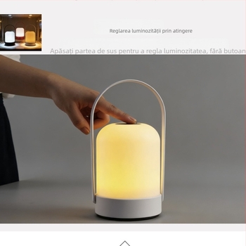 Lampă LED portabilă, reîncărcabilă — lampă ambientală pentru noptieră, dormitor, control tactil al luminozității și culorii, stil modern minimalist, interior/exterior