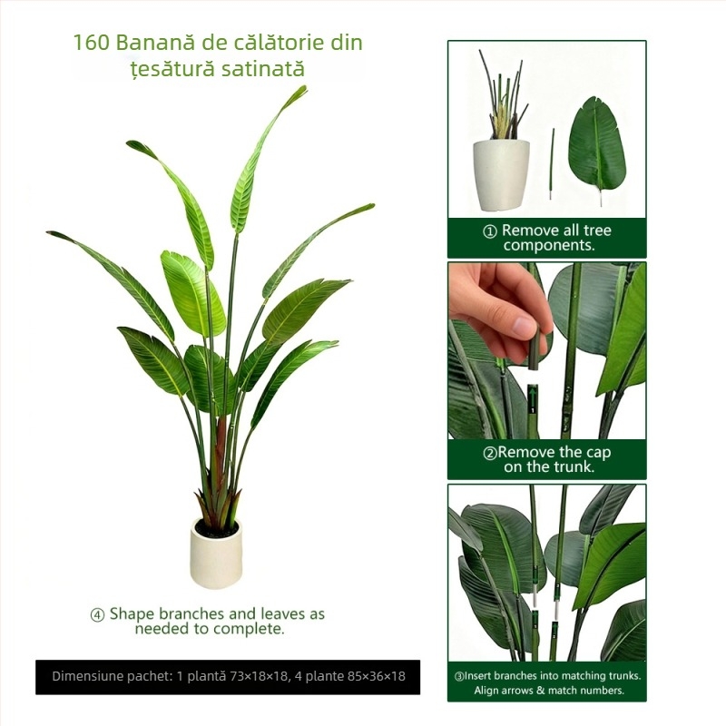 Plantă artificială bananier și pasărea paradisului, stil Nordic, arbore decorativ mare pentru sufragerie, decor pentru podea