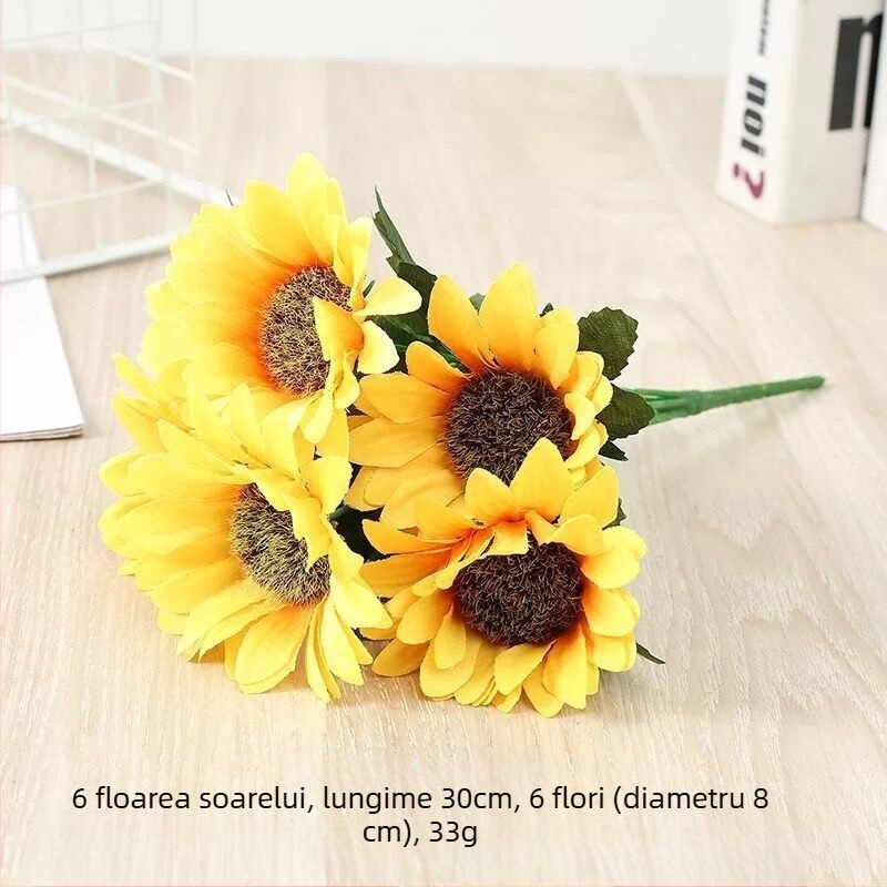 Floare artificială de floarea-soarelui din mătase, 13 capete și 7 capete, decor pentru casă