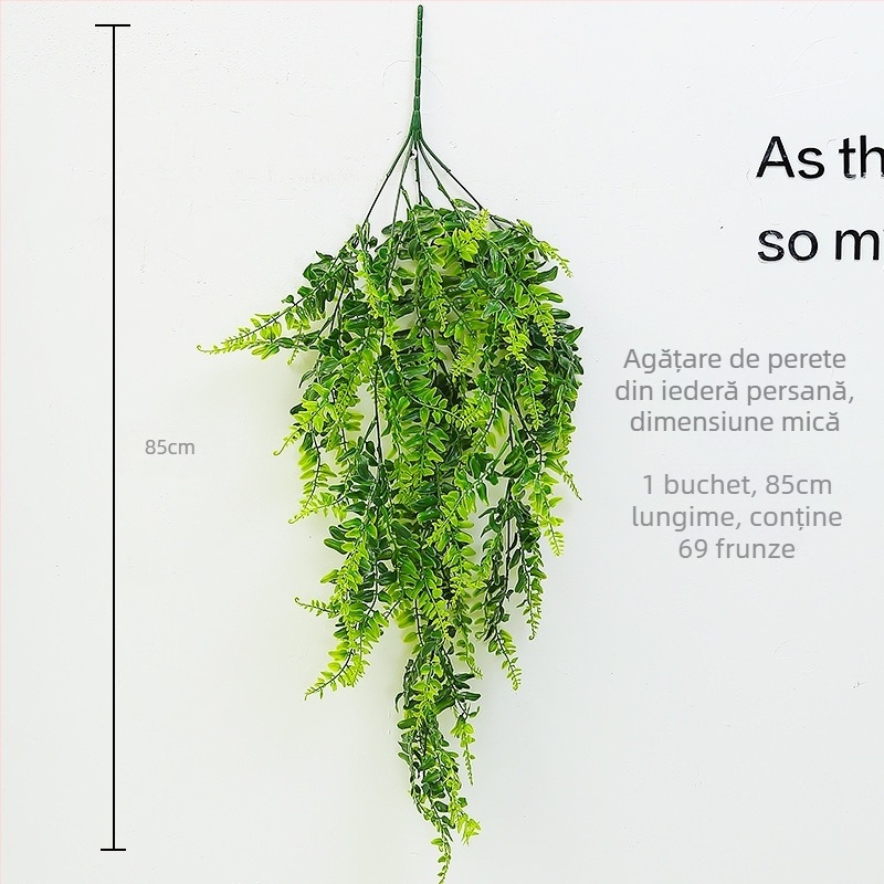 Perete cu plante artificiale, iarbă decorativă și plante florale – fundal pentru living și balcon