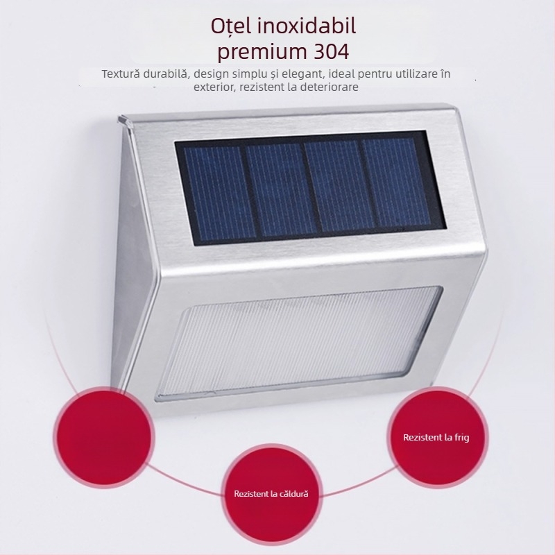 Lumină solară pentru trepte – spot exterior, impermeabilă, iluminare grădină cu senzor pentru scări