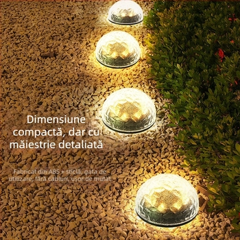 Lampă LED pentru gazon cu textură crăpată, lampă solară de grădină exterior, impermeabilă
