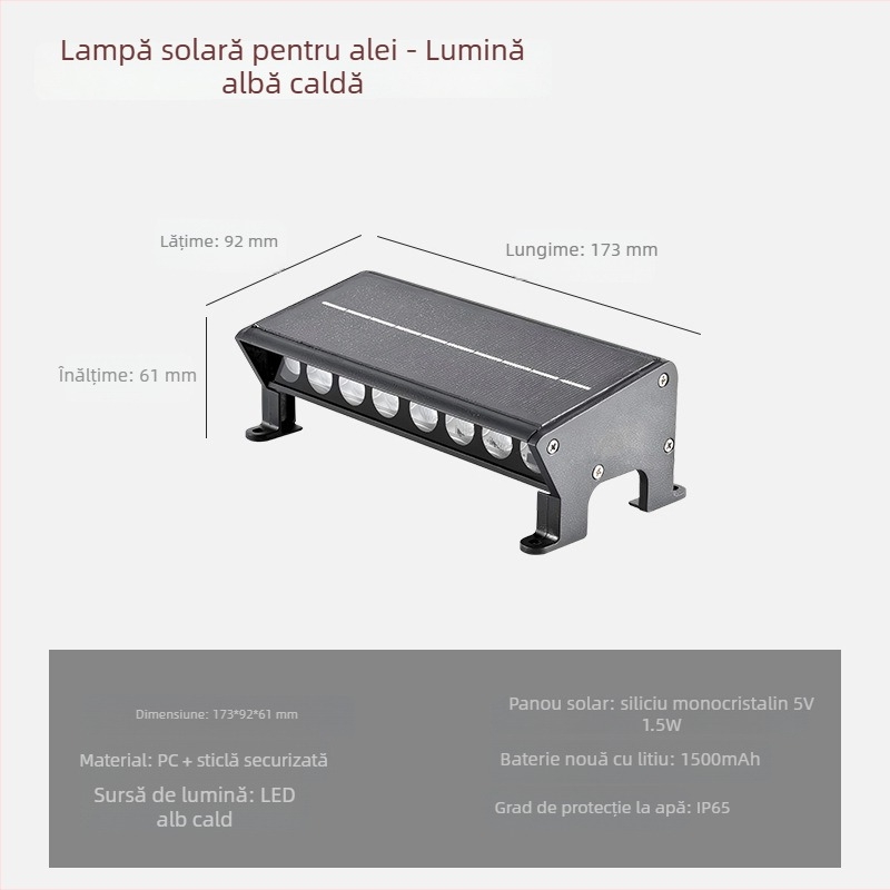 Lămpi solare pentru alei, carcasă din aluminiu rezistentă la apă, iluminat pentru grădină, podea și trepte