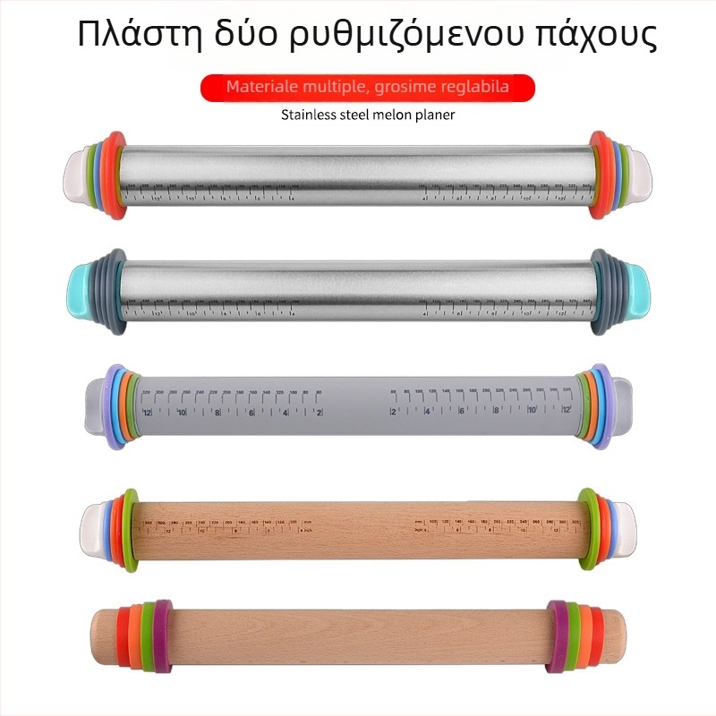 Sucitor reglabil din lemn cu suprafață antiaderentă din oțel inoxidabil pentru aluat și tăiței – ustensilă de bucătărie pentru coacere
